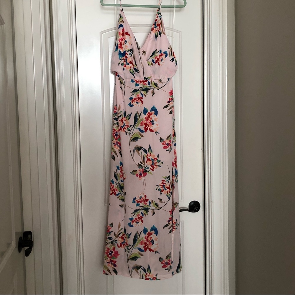 Lush Mauve Floral Maxi Dress - Picture 2 of 4